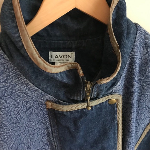 🎉H.P. Vintage Floral Denim Coat Jean Jacket L - Picture 12 of 15